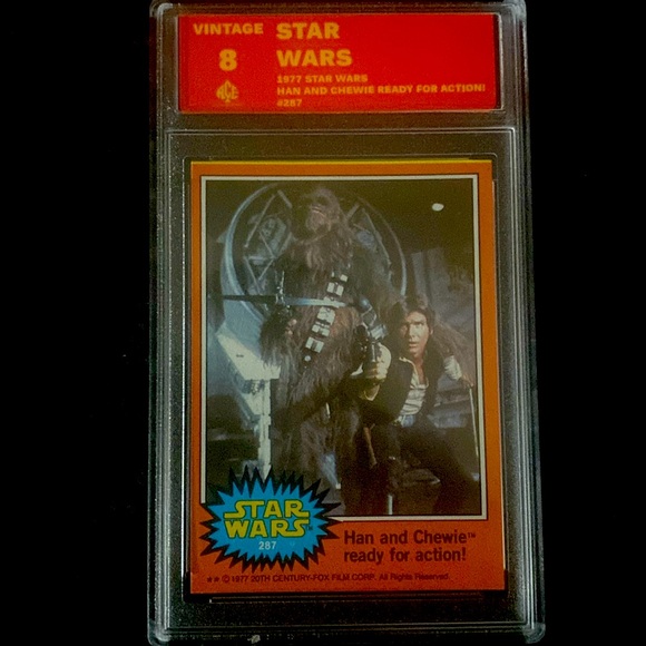 Vintage 1977 Star Wars Han and Chewie ready for action card...